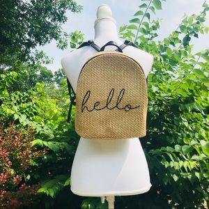 Straw Backpack Purse T-shirt & Jeans